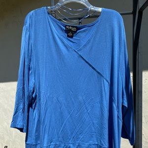 3x Wrap Style Blue Blouse stretchy, Macy’s, NWT